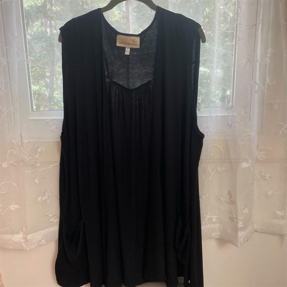 Anthony Originals Chic Black Open Front Vest